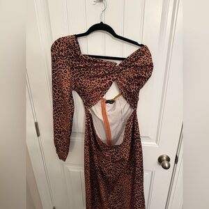 PrettyLittleThing Animal Print Backless Dress